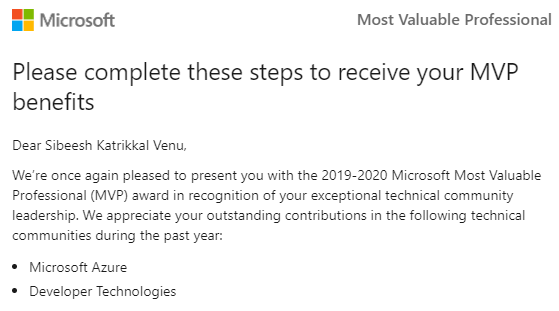 Microsoft MVP 2019 – 2020